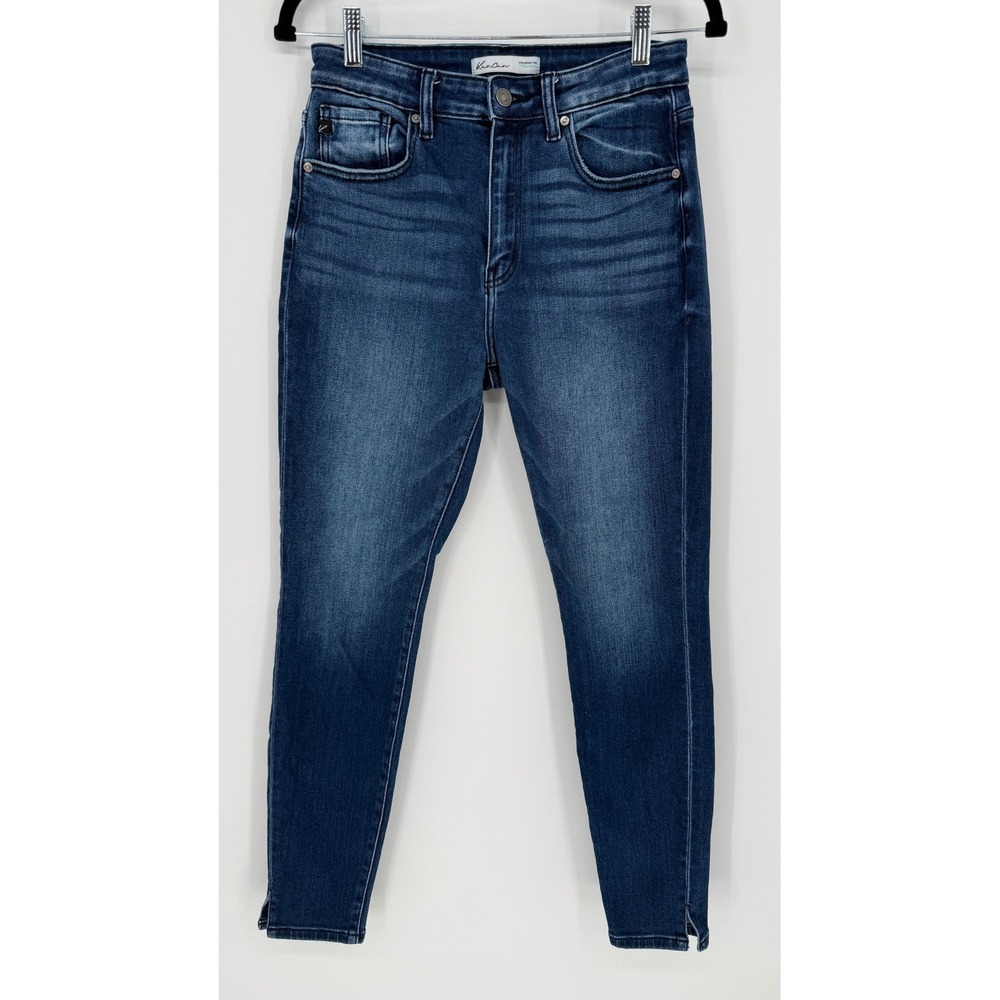 KANCAN HIGH RISE DARK WASH SIDE ANKLE SLIT SKINNY JEANS SIZE‎ 28